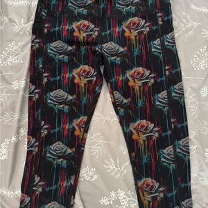 Constantly Varied Gear Leggings with Multicolor Rose Design